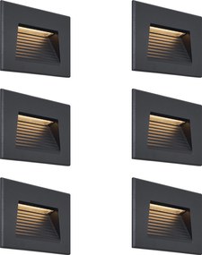 Sada 6 moderných zapustených nástenných svietidiel čierna 11,5 cm vrátane LED IP65 - Trem