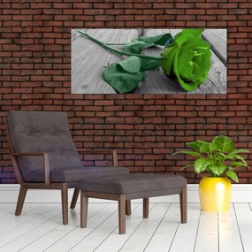 Obraz - Zelená ruža (120x50 cm)