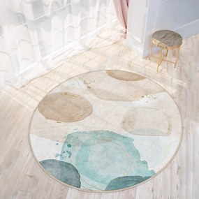 Modro-béžový prateľný okrúhly koberec ø 150 cm Puddle – Mila Home