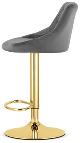Barová stolička KAST - zamatová siva, zlatá- vintino.sk