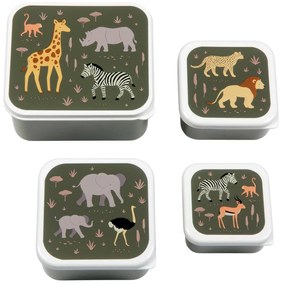 A Little Lovely Company - súprava štyroch desiatových škatuliek - zvieratá zo savany