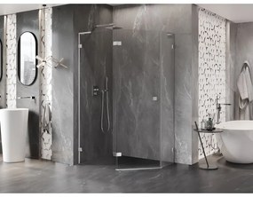 Mexen Lunar, L päťuholníkový sprchový kút naklápací doľava 100 x 90 cm, 8mm číre sklo, chrómový profil, 831L-100L-090P-01-00-L