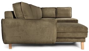 Zelená menčestrová rozkladacia rohová pohovka (pravý roh/do tvaru "U") Tori – Bonami Selection