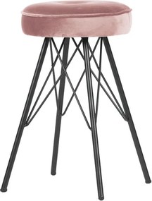 Ružová barová stolička so zamatovým poťahom WOOOD, výška 53 cm