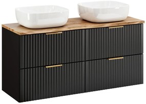 Závěsná skříňka Casad Nature Smile s deskou a umyvadly 120 cm dub wotan/černá