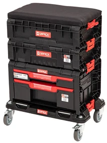 Modulárny dielenský set s podsedékom Qbrick System PRO so zásuvkami a priehradkou