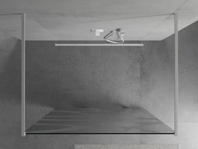 Mexen Kioto, priechodná sprchová zástena 140 x 200 cm, 8mm sklo číre/biely vzor, 2x biela stabilizačná rozpera, 800-140-002-20-97