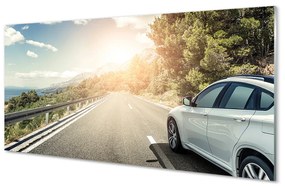 Obraz plexi Hory mraky auto cesty strom 120x60 cm