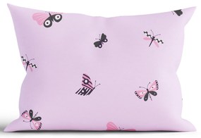 Bavlnená obliečka na vankúš Renforcé 50 × 70 cm - Motýlikovia ružové