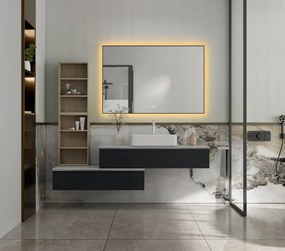 Erga Megan, LED zrkadlo 60x80cm (80x60cm) v čiernom ráme, 2185 lm, 3 farby svetla, zadné osvetlenie, ERG-V01-MEGAN-6080-BK