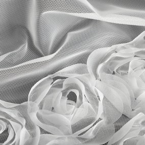 ZÁCLONA NA KRÚŽKOCH EVA MINGE ROSES4 350X160 CM BIELA