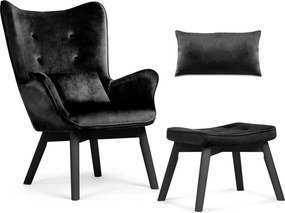 SOFOTEL Kreslo s opierkou na ruky a podnožkou Norse 2047 - čierne