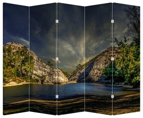 Paraván - Krajina s jazerom (210x170 cm)