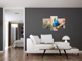 Obraz - Maľba kvetov a motýľov (90x60 cm)