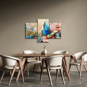 Obraz - Maľba kvetov a motýľov (90x60 cm)
