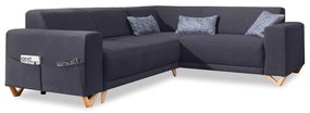 Antracitová rozkladacia/s úložným priestorom rohová pohovka (pravý roh/do L) Classy Sophie – Miuform