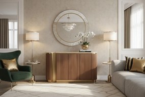 Komoda Stilig ST917 158 cm orech/zlatá/travertín