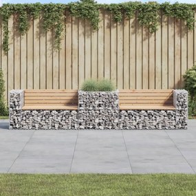 Záhradná lavička s gabiónovým košom masívne borovicové drevo 3196245