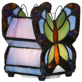 Farebná stolná lampa Tiffany v tvare motýľa Butterfly - 15*8*13 cm (LED)