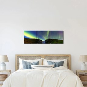 Obraz - Polárna žiara na Islande (s hodinami) (90x30 cm)