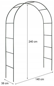 Záhradná pergola oblúk pre popínavé rastliny 140 x 38 x 240 cm