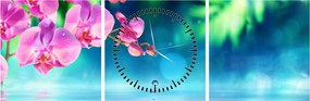 Obraz - Orchidea (s hodinami) (90x30 cm)
