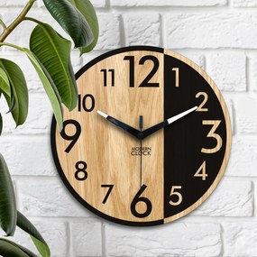 Dřevěné nástěnné hodiny Alfred 33 cm dub přírodní/černé