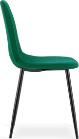 Set dvoch jedálenských stoličiek PADVA zamatové zelené / čierne nohy (2 ks)
