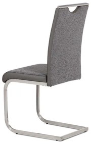 Autronic -  Jedálenská stolička HC-921 GREY2, látka sivá + koženka sivá / brúsený nerez