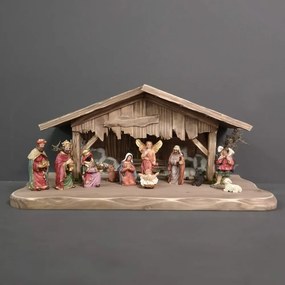 AMADEA Drevený betlehem šedohnedý BEZ FIGURÍK 45 cm