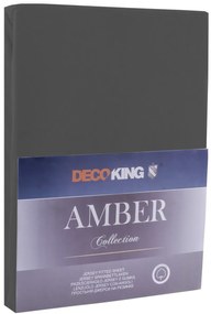 Bavlnené jersey prestieradlo s gumou DecoKing Amber sivé