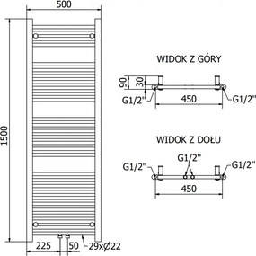 Mexen Mars, elektrické vykurovacie teleso 1500 x 500 mm, 600 W, antracitová, W110-1500-500-2600-66