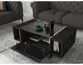 Konferenčný stolík VEYRON 37,3x103,8 cm čierna/zlatá