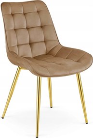 Hnedá zamatová stolička BERA so zlatými nohami