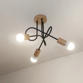 Prisadený luster OXFORD 3xE27/15W/230V borovica/čierna