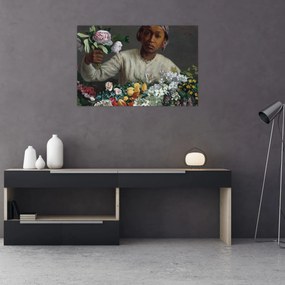 Obraz - Frédéric Bazille, Young Woman with Peonies, reprodukcia (90x60 cm)