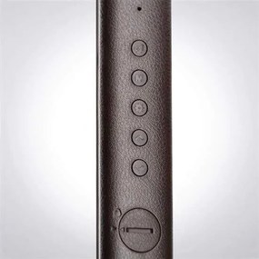 Solight LED stolná lampa s displejom, 9W, voľba teploty svetla, koženka, hnedá