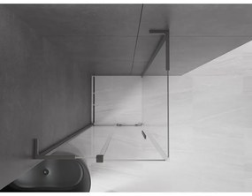 Mexen Velar L, sprchový kút s posuvnými dverami 110 x 110 cm, 8mm číre sklo, brúsený grafit, 871-110-110-03-95