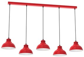 Luster na lanku SVEN 5xE27/15W/230V červená