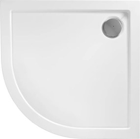 Rea Look, akrylátová štvrťkruhová sprchová vanička 80x80x6 cm + chrómový sifón, biela, REA-K7908