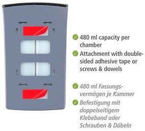 Biely nástenný plastový dávkovač mydla 0.96 l Tartas - Wenko