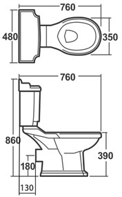 Aqualine Sapho, ANTIK WC kombi misa, biela