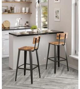 Sada 2 ks barových židlí Vasagle Kori hnědá/černá