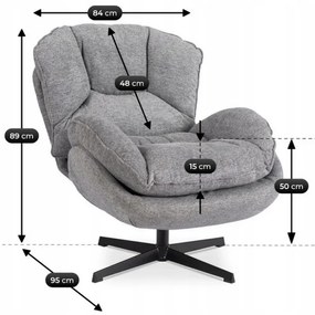 Relaxačné otočné kreslo DALILA sivé