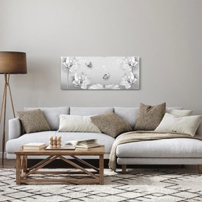 Obraz - Kvetinový dizajn s motýlikmi (120x50 cm)