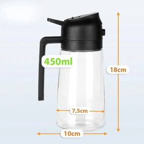 VILDE Sklenený rozprašovač a dávkovač na olej 2v1 450ml - číre sklo