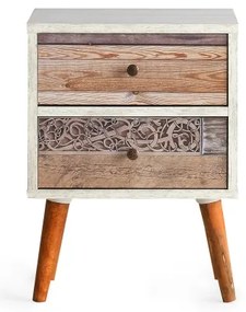 Nočný stolík MALMO 55x40 cm biela/hnedá