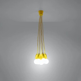 Závesné svietidlo Diego 5, žlté telo svietidla