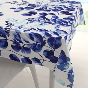 Biante Bavlnený štvorcový obrus Sandra SA-605 Modrý eukalyptus na bielom 140x140 cm