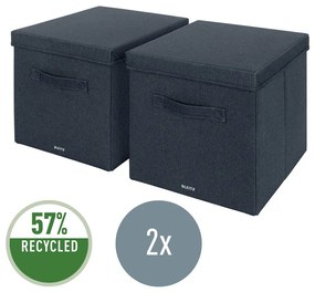Tmavosivé látkové úložné boxy v súprave 2 ks s vekom 33x38x32.5 cm – Leitz